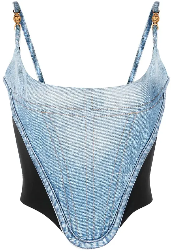 Versace korsettopp i denim - Blå