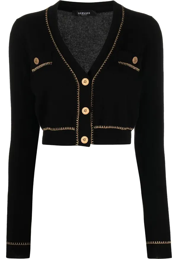 Versace kort v-ringad kofta - Svart