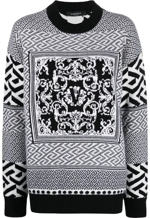 Versace La Greca Baroque tröja med panel - Svart