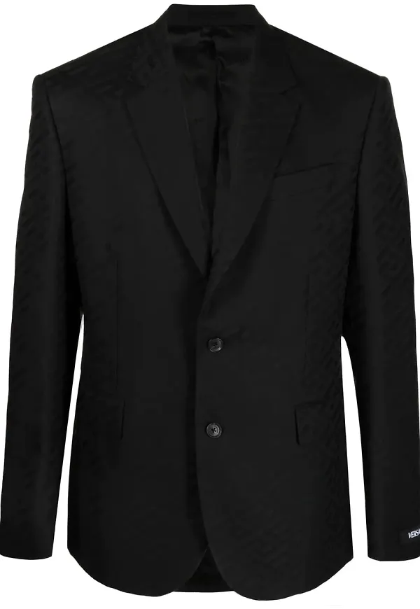 Versace La Greca enkelknäppt blazer - Svart