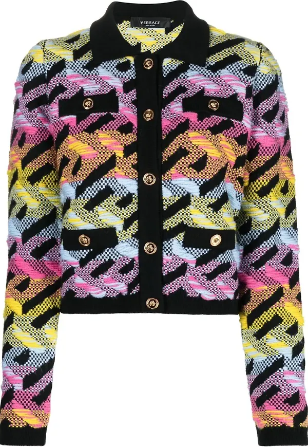 Versace La Greca grovstickad kofta - Svart