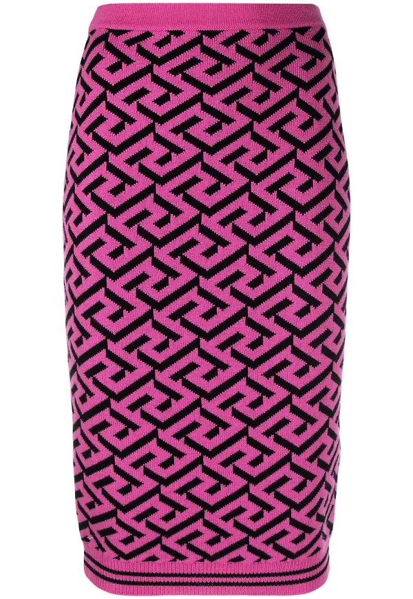 Versace La Greca intarsiastickad midikjol - Rosa