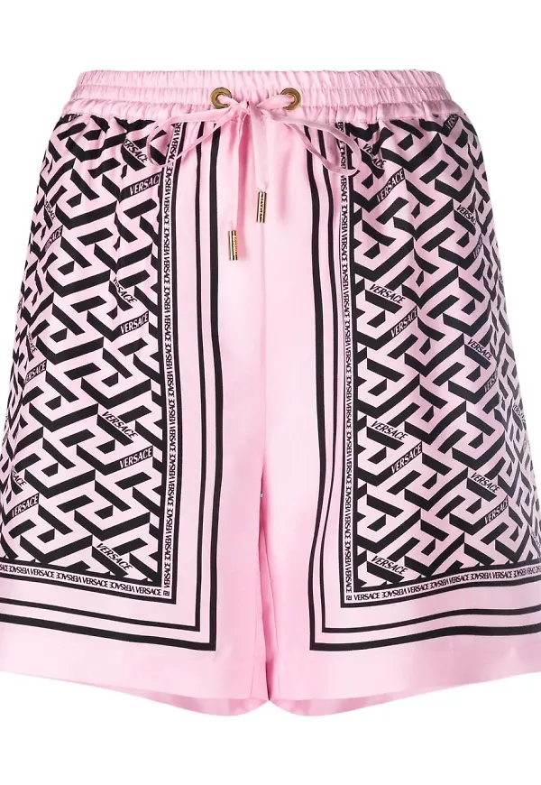 Versace La Greca shorts med tryck - Rosa