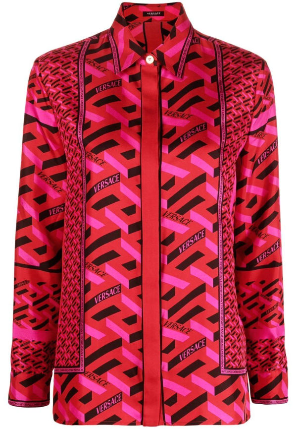 Versace La Greca sidenskjorta - Röd