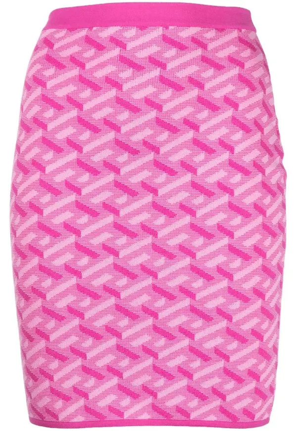 Versace La Greca stickad minikjol - Rosa