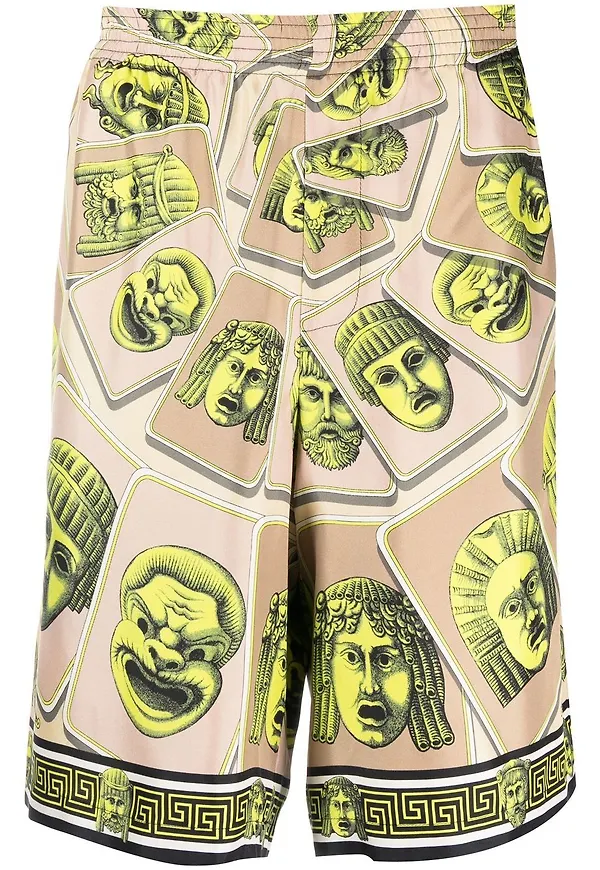 Versace Le Maschere sidenshorts - Grön