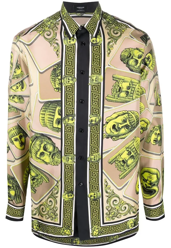 Versace Le Maschere sidenskjorta - Grön