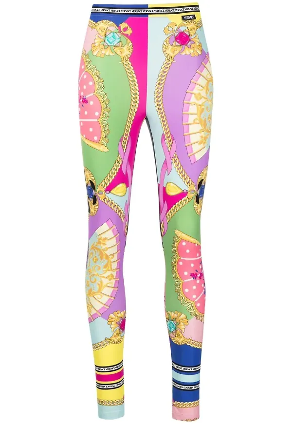 Versace leggings med grafiskt tryck - Rosa