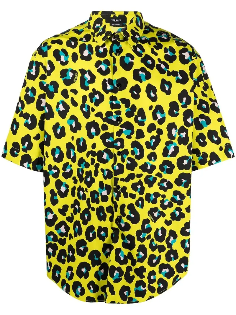 Versace leopardmönstrad skjorta - Gul