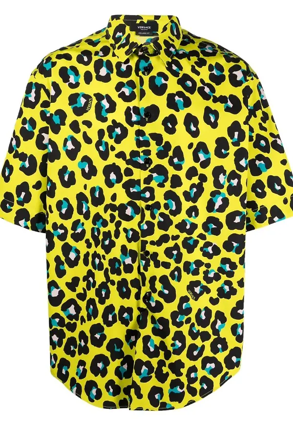 Versace leopardmönstrad skjorta - Gul