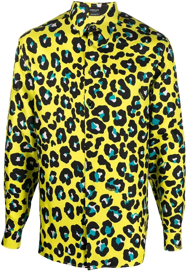 Versace leopardmönstrad skjorta - Gul