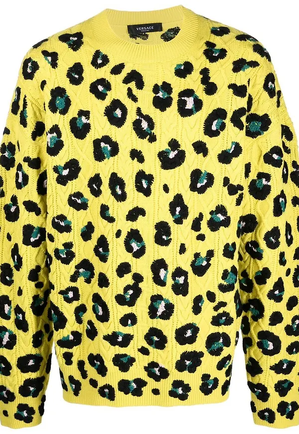 Versace leopardmönstrad tröja - Gul
