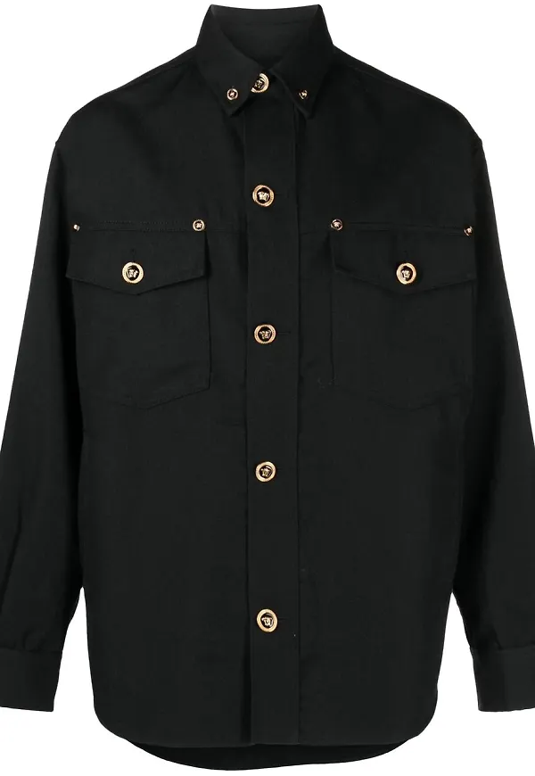 Versace logo-button jacket - Svart