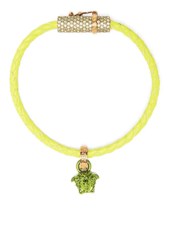 Versace läderarmband med strass - Grön