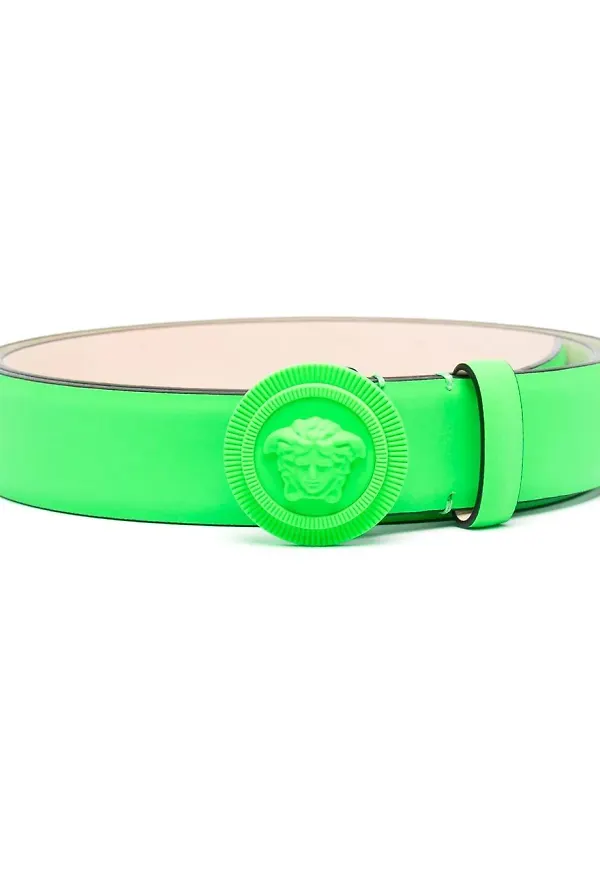 Versace läderbälte med Medusa-spänne - Grön