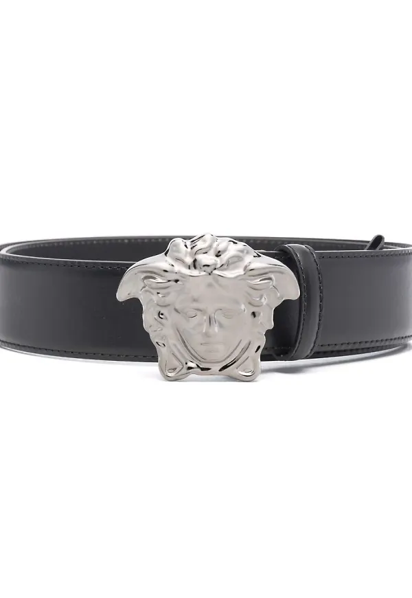 Versace läderbälte med Medusa-spänne - Svart