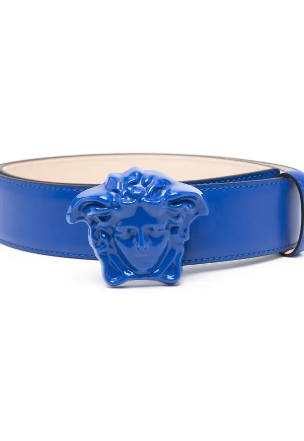Versace läderbälte med Medusa - Blå