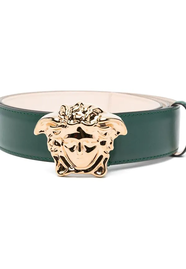 Versace läderbälte med Medusa - Grön