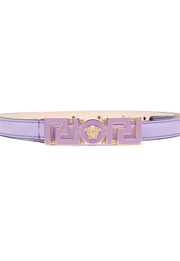Versace läderbälte med plakett - Lila