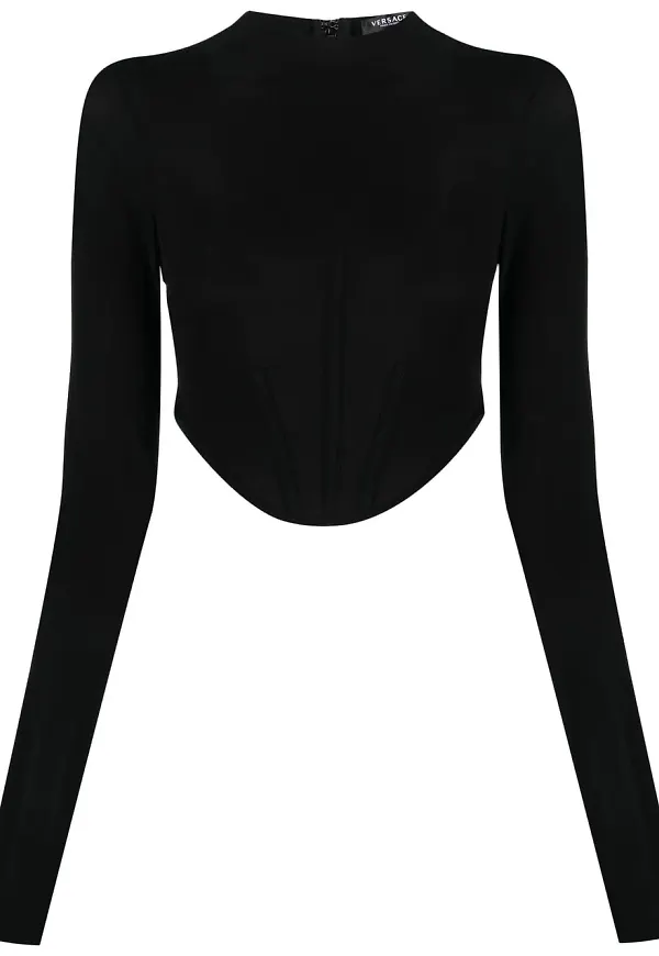 Versace långärmad croptop - Svart