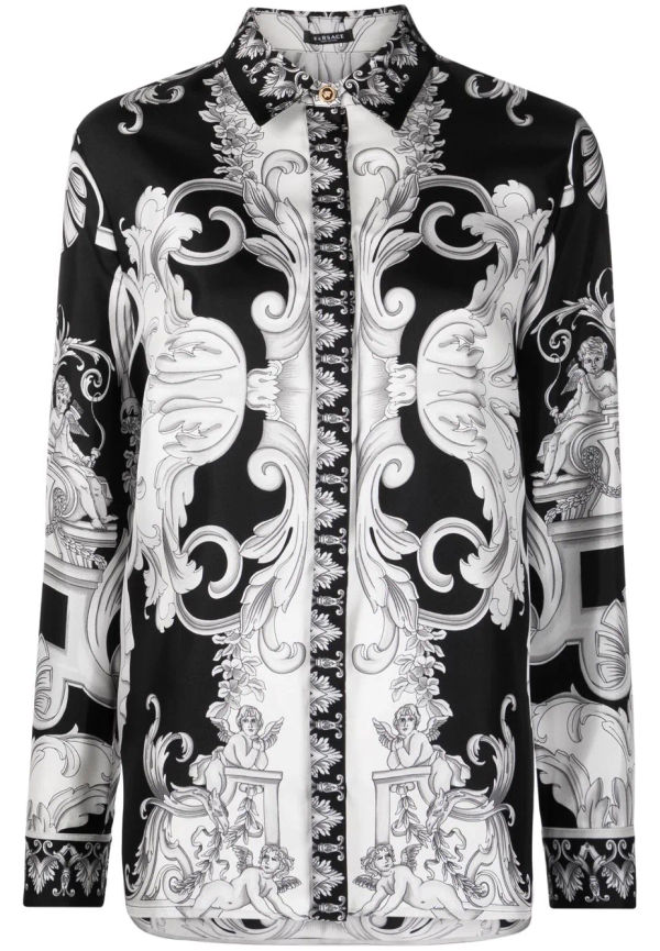 Versace långärmad skjorta med barocktryck - Svart