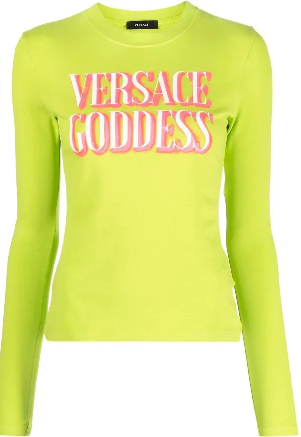 Versace långärmad t-shirt med slogan - Grön