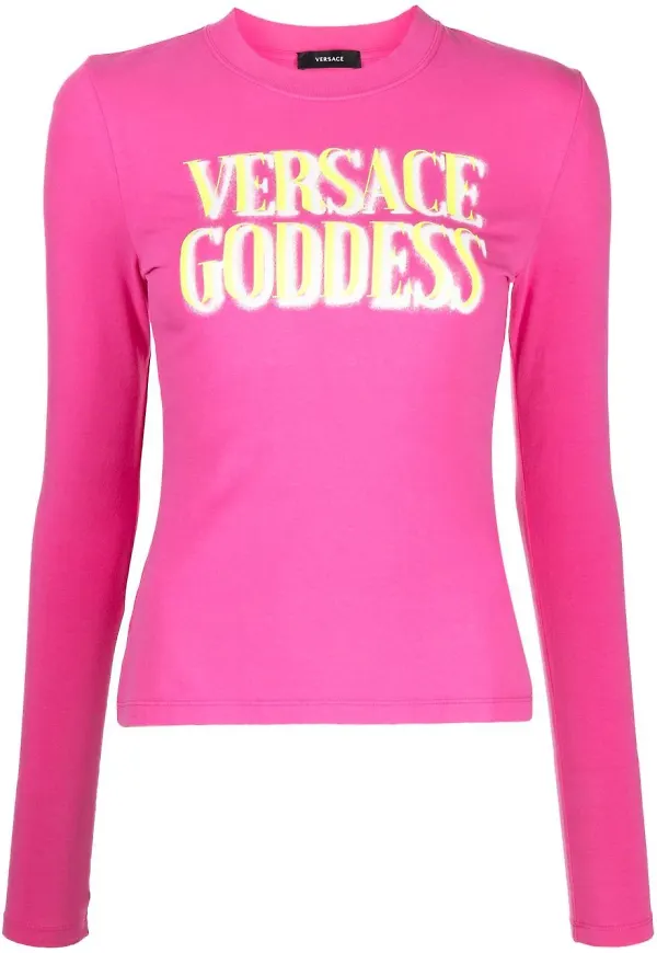 Versace långärmad t-shirt med slogan - Rosa
