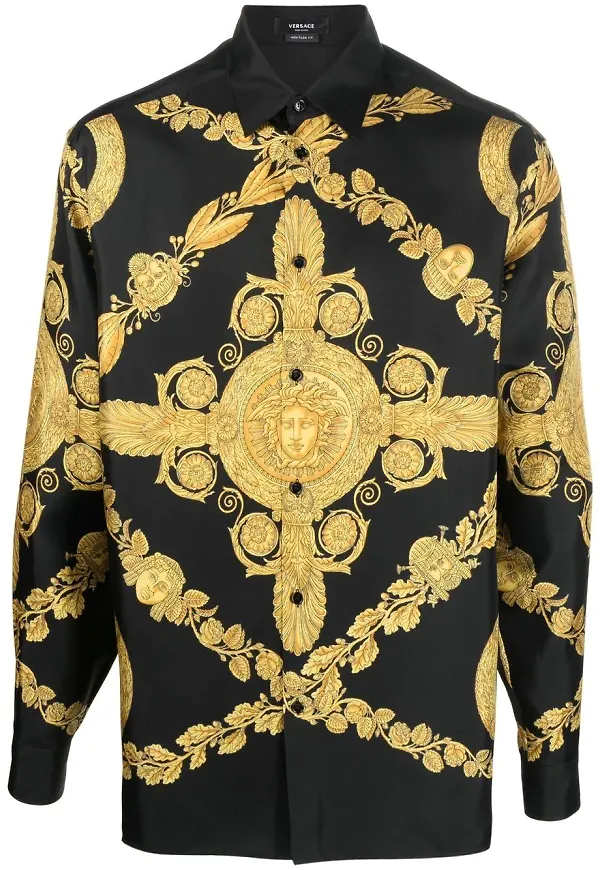 Versace Maschera Baroque sidenskjorta - Svart
