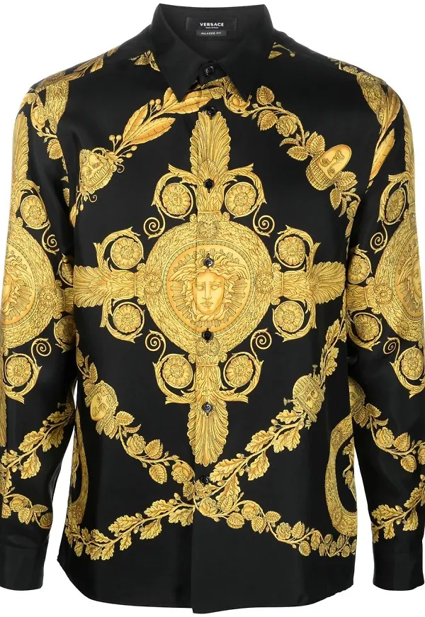 Versace Maschera Baroque sidenskjorta - Svart