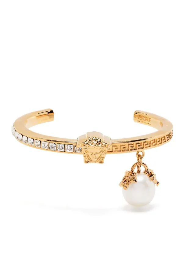 Versace Medusa-head armring med pärla - Guldfärgad