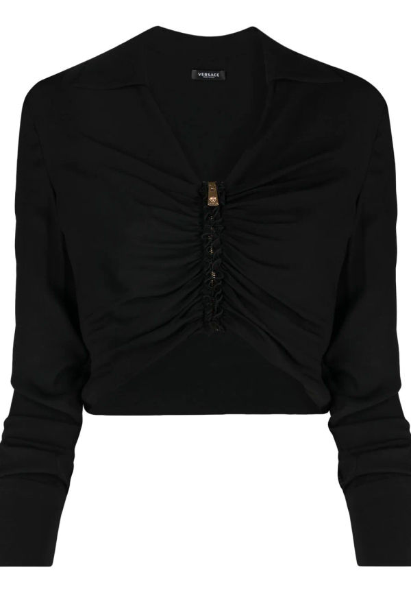 Versace Medusa croppad skjorta med rysch - Svart