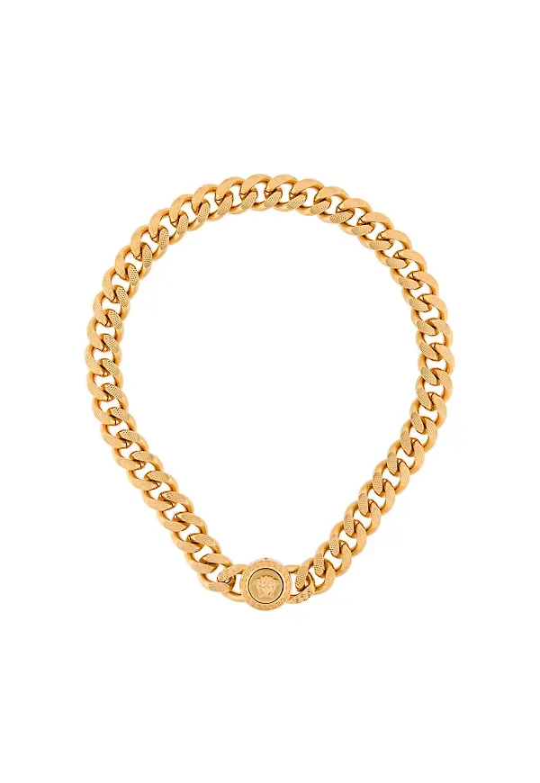 Versace Medusa halsband med länkkedja - Metallic