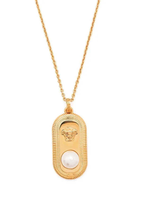Versace Medusa halsband med pärldetalj - Guldfärgad