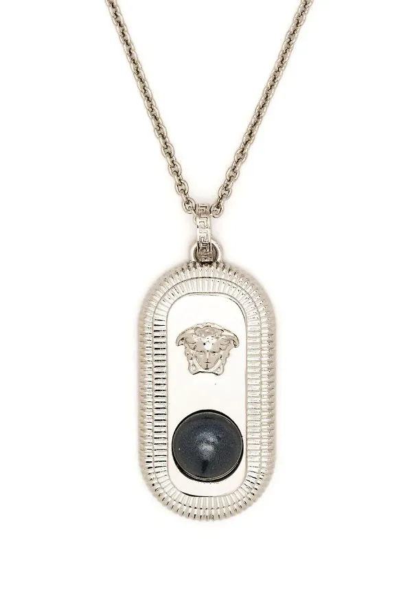 Versace Medusa halsband med pärldetalj - Silverfärgad