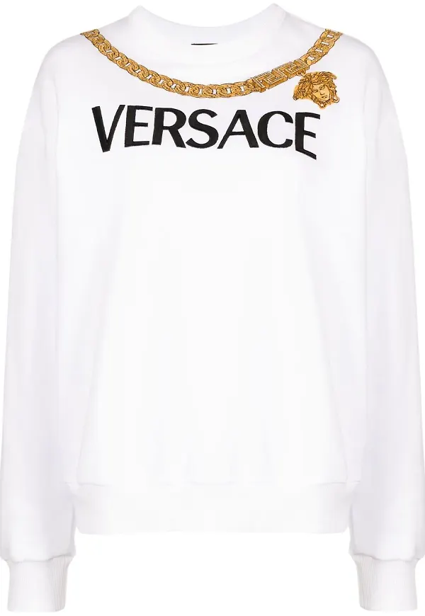 Versace Medusa sweatshirt med kedjetryck - Vit
