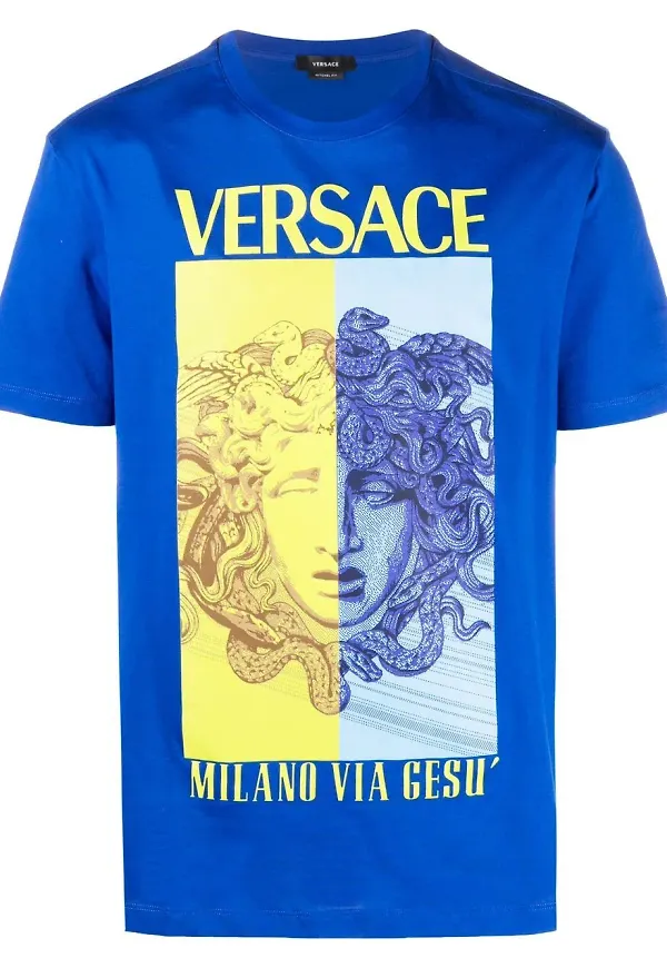 Versace Medusa t-shirt med tryck - Blå