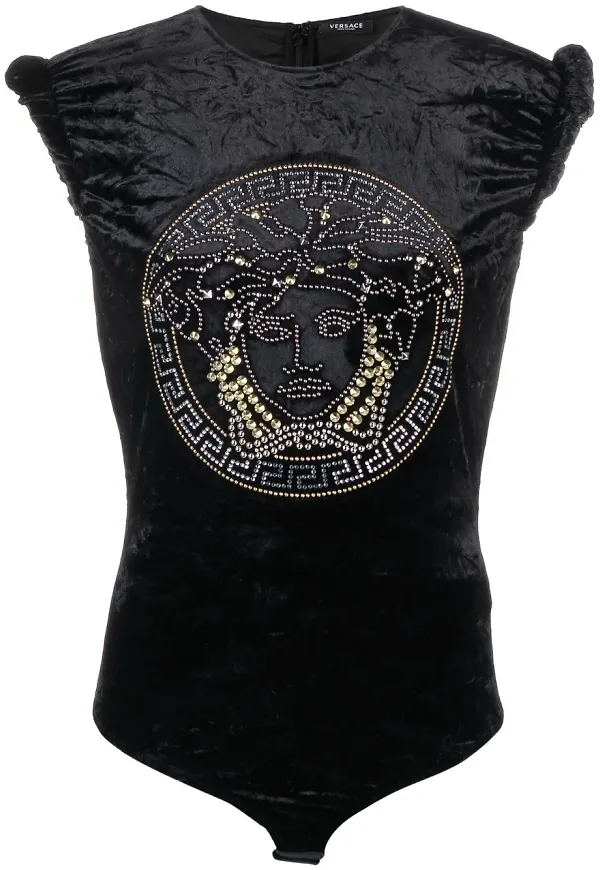 Versace Medusa utsmyckad sammetstopp - Svart