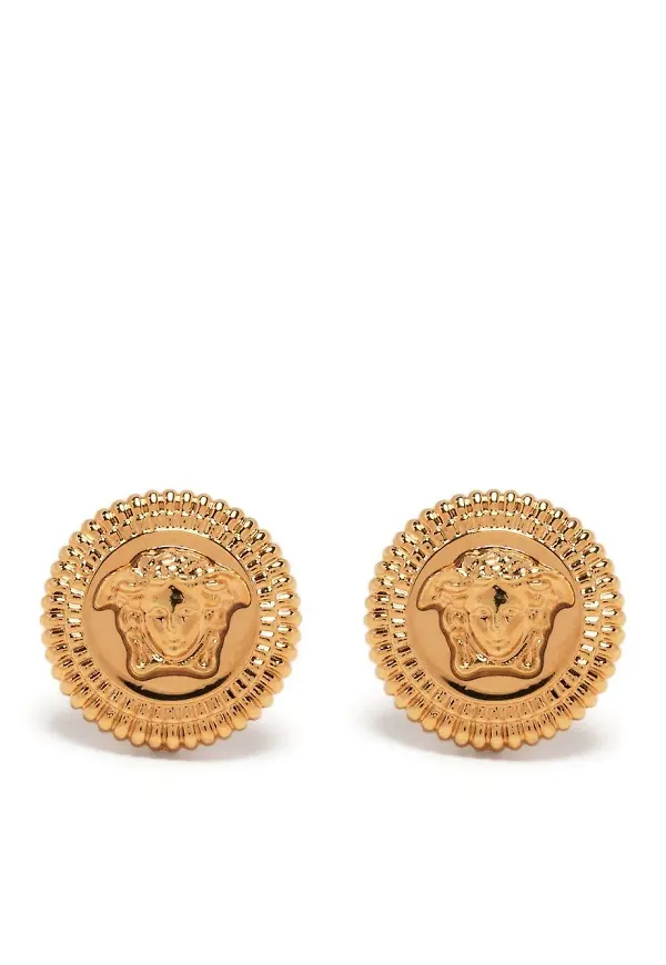 Versace Medusa örhängen med plakett - Guldfärgad