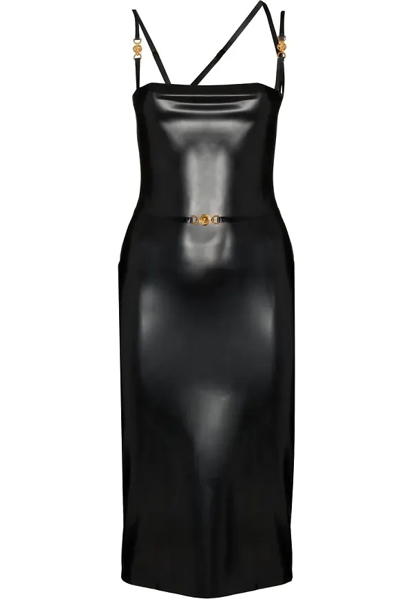 Versace midiklänning i latex - Svart