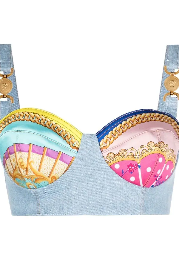 Versace mönstrad croptop - Blå