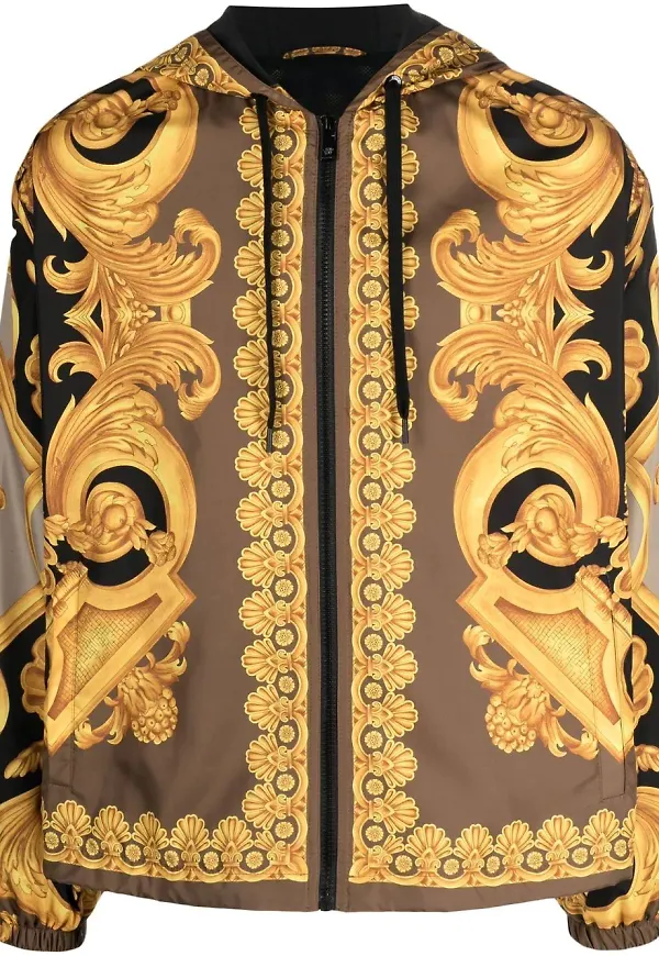 Versace mönstrad jacka med dragkedja - Svart
