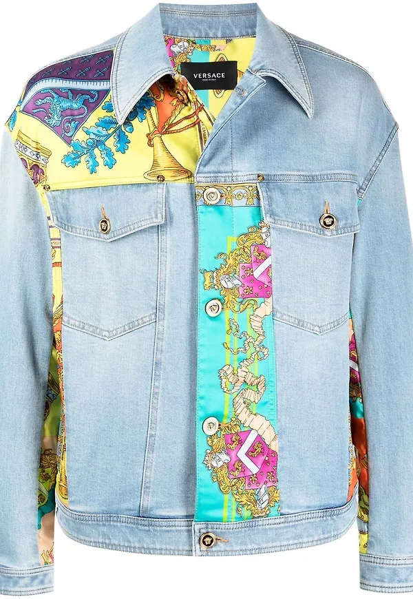 Versace mönstrad jeansjacka med lappdesign - Svart