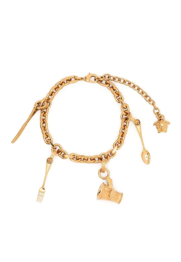 Versace pendant-detail chain-link bracelet - Guldfärgad