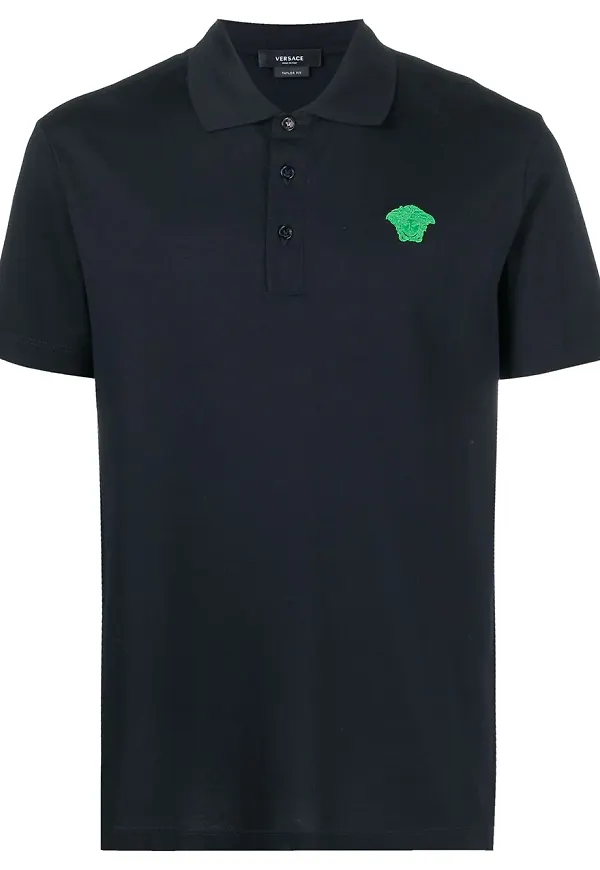 Versace pikétröja med Medusa - Svart