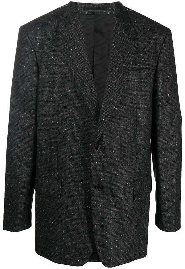 Versace Prince of Wales-rutig blazer - Svart