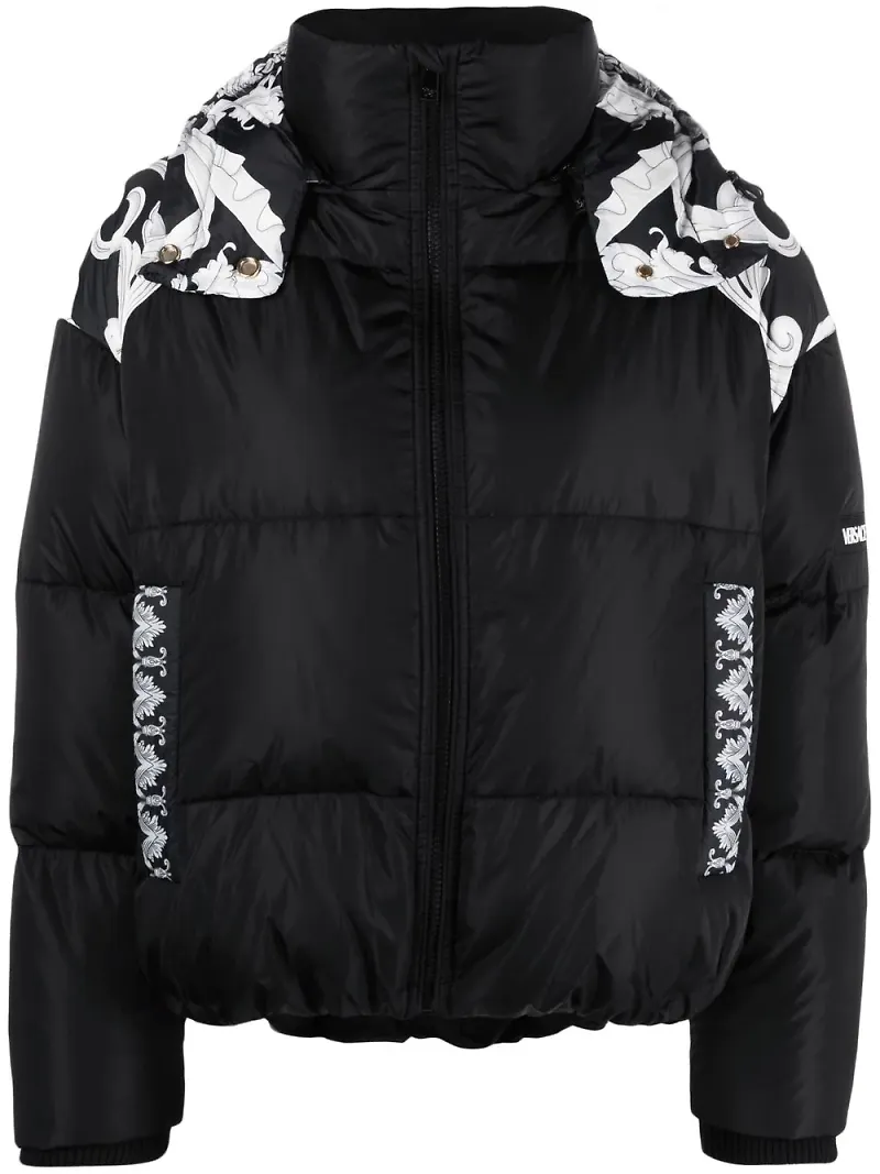 Versace puffjacka med Baroque-tryck - Svart
