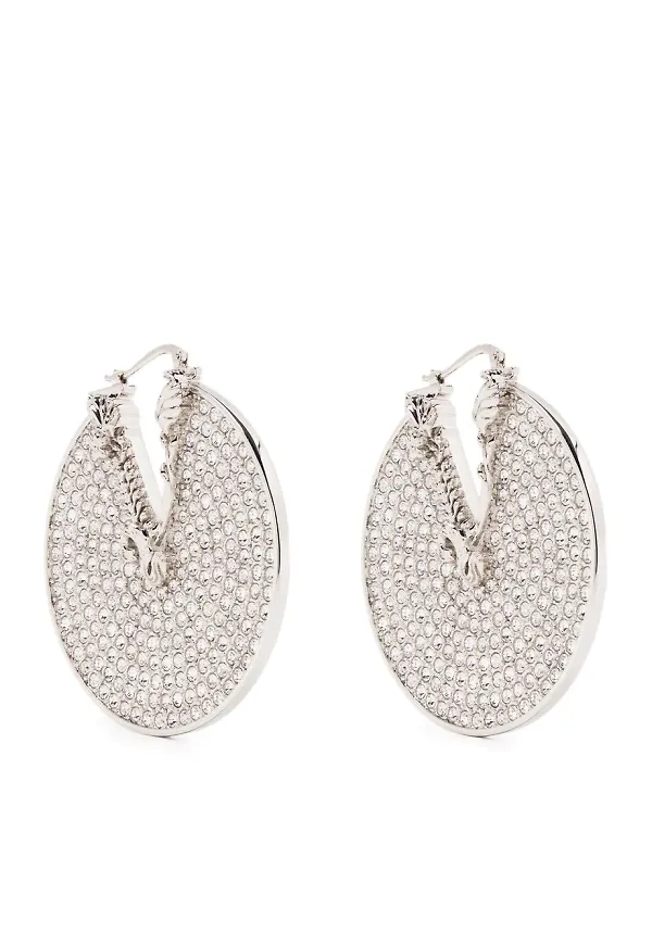 Versace rhinestone round earrings - Silverfärgad