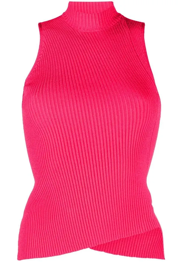 Versace ribbstickad asymmetrisk topp - Rosa