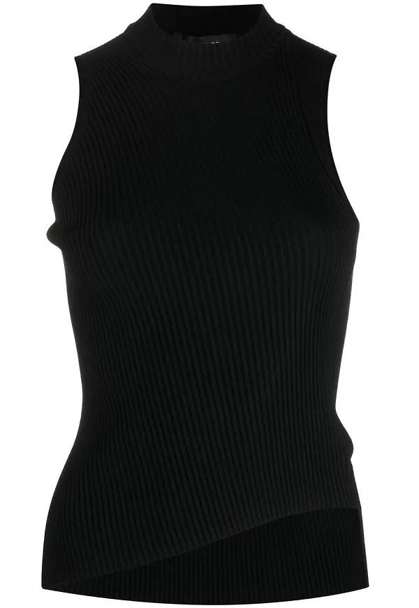 Versace ribbstickad ärmlös topp - Svart