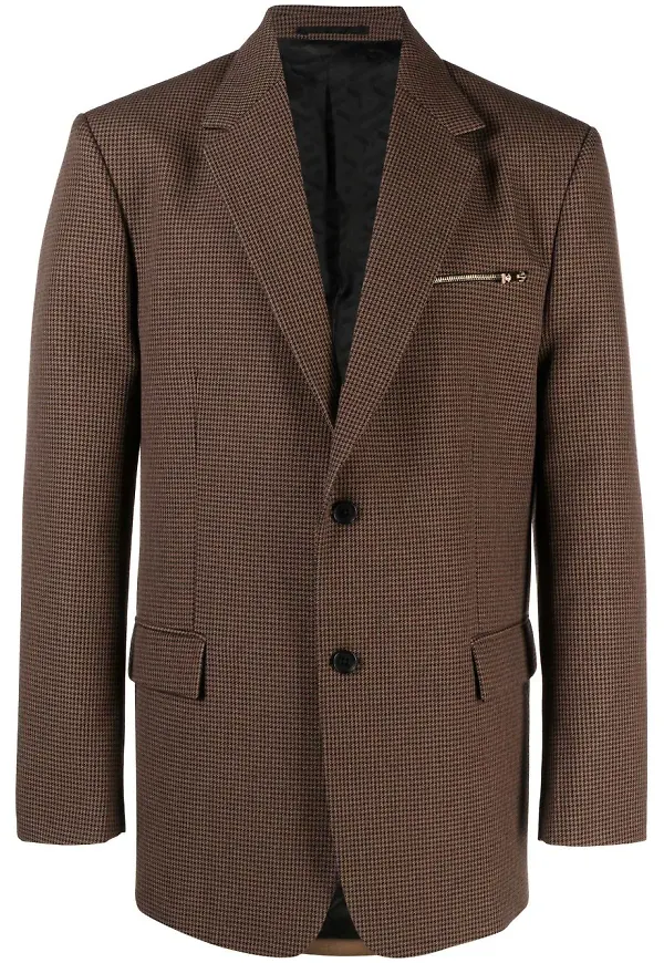 Versace rutig enkelknäppt blazer - Brun